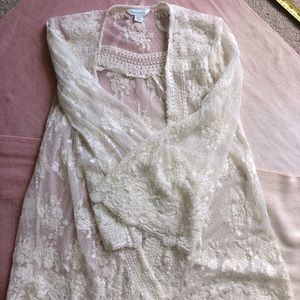BOHO Sundance New Ivory lace cardigan with bell sleeves